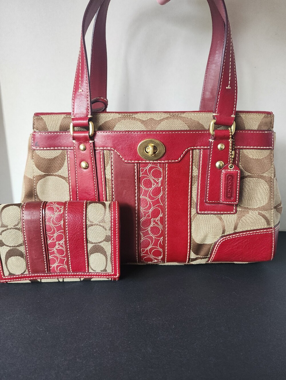 Coach Hampton Signature Medium Carryall & Wallet, EUC, 2007, 11071